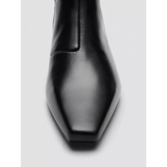 MANGO Supra Leather Kitten Heel Ankle Boots 38 7.5 NEW - Picture 6 of 6